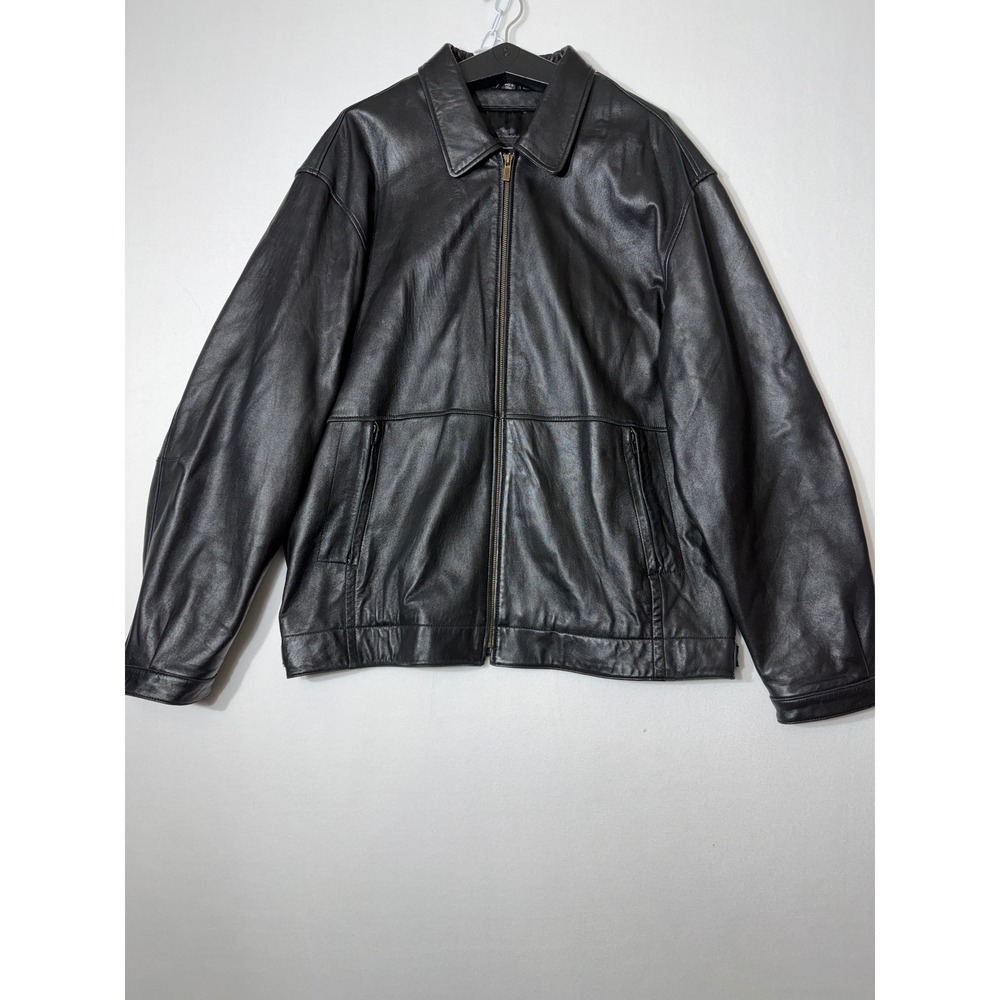 Leather Limited Mens Black Leather Zip Front Jacket Size XLT Tall